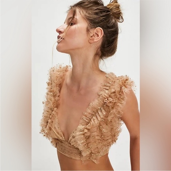 *NWOT* Free People One Sosha Party Top - Gold - Picture 1 of 7